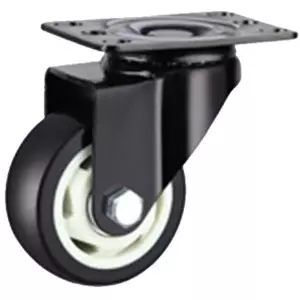 35065S - Полиуретановое черное колесо 65 мм (поворотн.площ., полипропил.обод, двойной шарикоподш.)