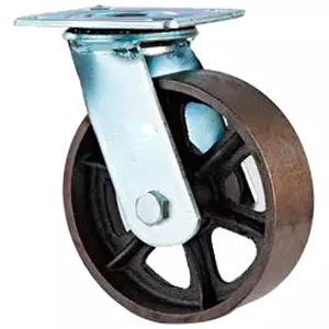 SCs 80 - Большегрузное чугунное колесо без резины 200 мм (поворот., площадка, темн. обод.)