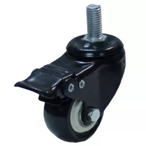 SCztb 25 - Мебел. черное колесо 50 мм (болт - 10, с тормозом, PVC, полипропил. обод, подшипник)
