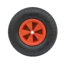 PR 2002-16 - Колесо для тачки / тележки пневматическое 3.50-6, диаметр 320 мм, ось 16 мм, пластиковый обод, симметричная ступица, втулка скольжения