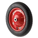 PR 2401-16 - Колесо для тачки / тележки пневматическое 3.00-8, диаметр 340 мм, ось 16 мм, металлический обод, симметричная ступица, шариковый подшипник